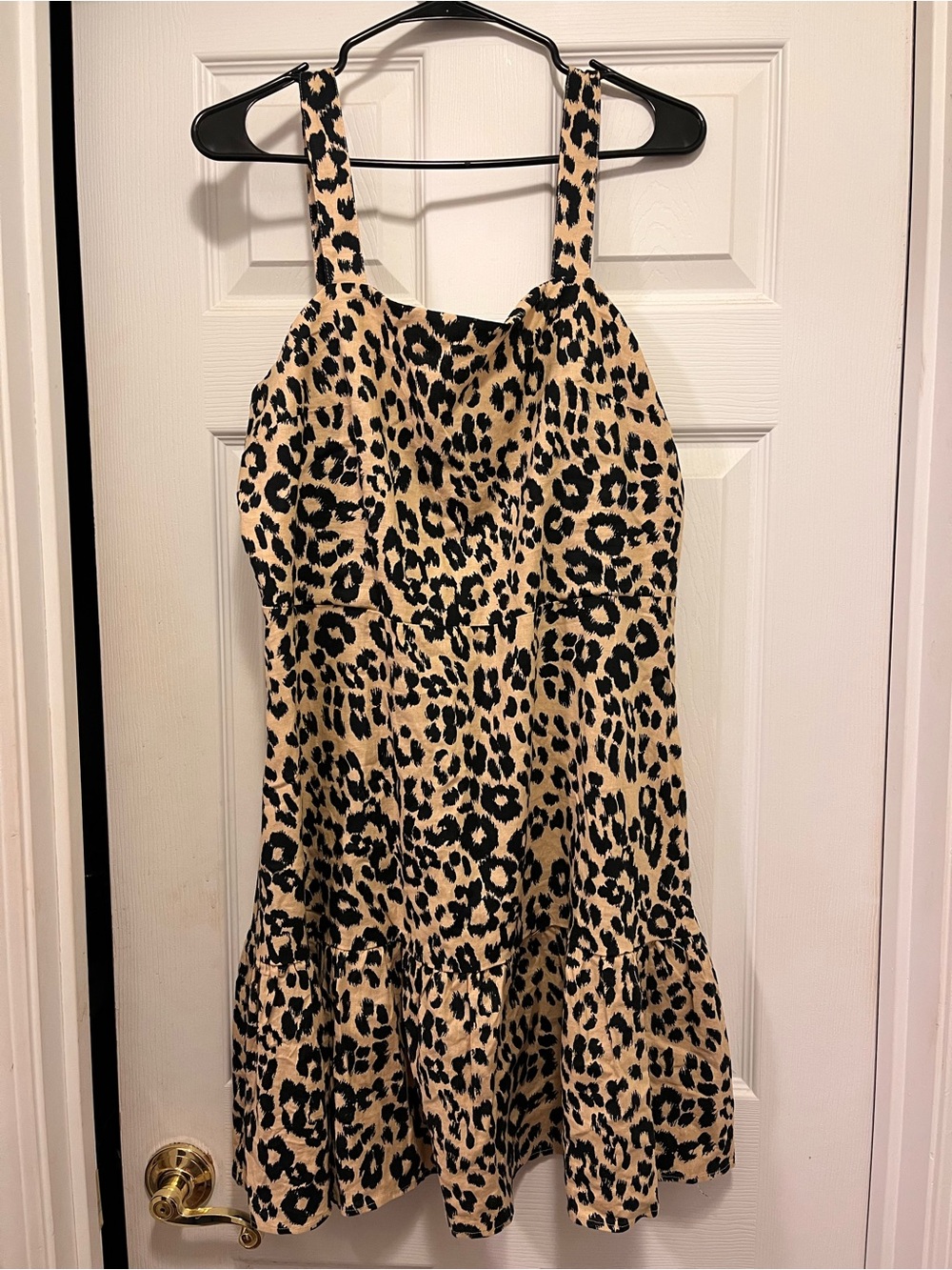 New York & Company Beige and Black Leopard Print Dress